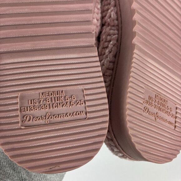 Dearfoams Women's Chenille Cable Knit Cozy Clog Slippers Medium 7-8 Pink NWT - Picture 6 of 8